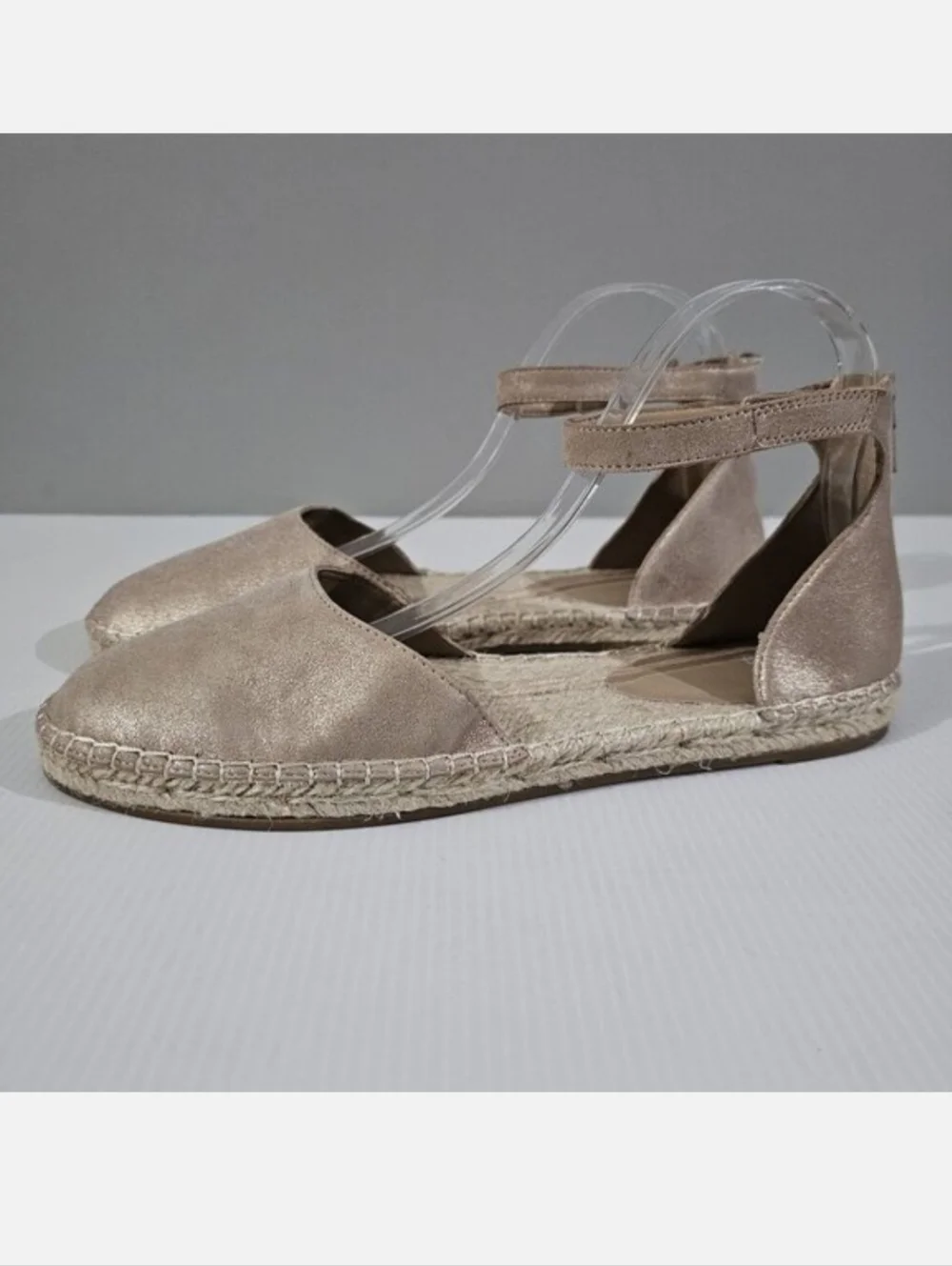 Eileen Fisher Lala Flat Espadrille Womens 10 Metallic Tan Leather Sandal